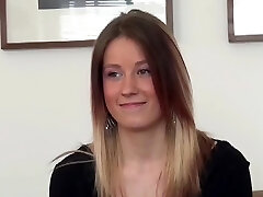 A pretty hungarian girl with tight fit body does a casting