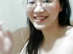 Sexy Asian nymph shower show pussy and tits