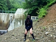 Super-cute Transgender ejaculates lewdly as she unveils herself at a dam deep in the mountains.
