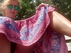 Black panties exhib in long miniskirt Black panties exhib in long miniskirt