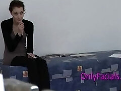Very First facial during casting for extremely shy czech teen