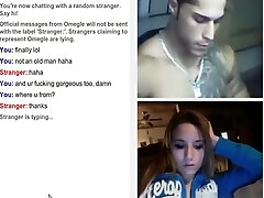 Hot girl gets tricked with a fake man into cybersex on omegle