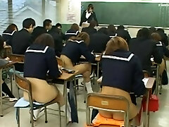 Public hookup with hot Asian schoolgirls during an exam