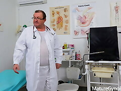 Astonished mature Jessica Red examined and made to cum by bizarre doctor