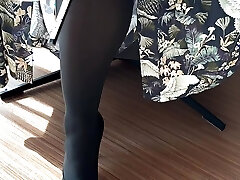 stunning lady bend over to get hot cum in her nylon pantyhose - projectsexdiary