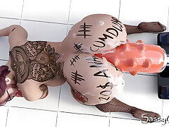 Extreme Monster Faux-cock Anal Fuck Machine Asshole Stretching - 3D Animation.