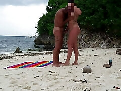 Amazing fuckfest on a nude beach - Amateur Russian couple