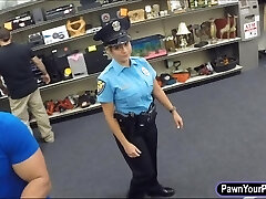 Latin security officer pawns her pussy and got fucked firm