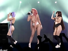 Naked Singer on stage. Virtual Reality