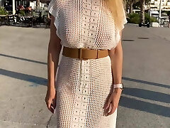 Showing off naked under my see-through outfits