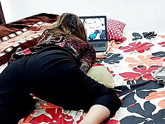 INDIAN COLLEGE Nymph HAS AN ORGASM WHILE WATCHING HER OWN DESI Pornography MOVIE ON LAPTOP
