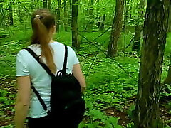 Timid student lady helped me jizm and demonstrated her naughty talents! Risky blowjob and handjob in the forest with birds singing! Active by Nata Sweet