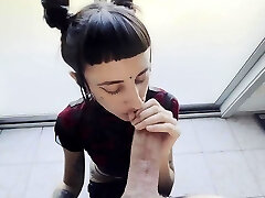 Cute Inked Spinner Makes Her Bf's Dick Erect Up To the Desired Size For the Maximum Elation