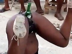 Jamaican girl fucking with a bear bottle