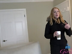 Inexperienced blonde Kallie Tayler gets picked up and filmed while urinating