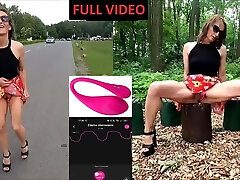 Public flashing and peeing in the Park with a Remote Hitachi