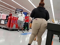 Bbw Walmart employee good-sized booty wedgie see thru