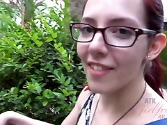 Red haired babe with glasses is in the mood for a good penetrate, or just an orgasm