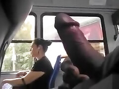 Public getting off on a bus turns him on