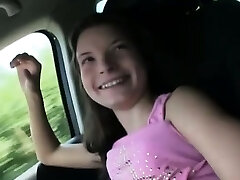 Pointy nippled hitchhiker teen Anita B banged in the public