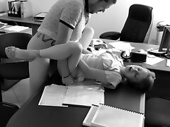 Boss smashes my wifey at the office on hidden cam. This secretary is real slut