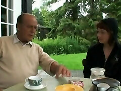 Young and old couple having sex together