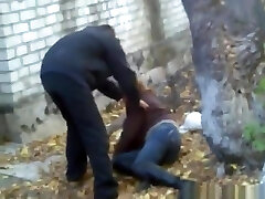 Russian fuckslut gets fucked outside on the ground and lets her homies watch