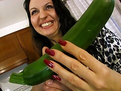 Chubby mature stuffs everything in her booty and pussy