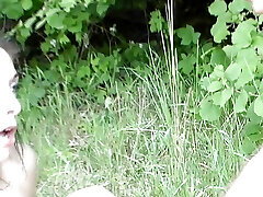 Dark haired German beauty pleasing two old cocks outdoors Dark haired German beauty pleasing two old cocks outdoors