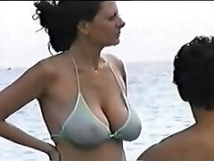 scorching big tit mom at the beach