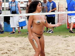 Big boobs amateur flashing and romp in public