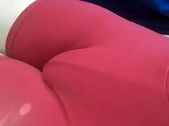 My red shorts hiding my tight twat mound.