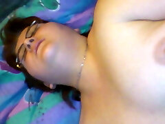 german BBW Claudia rubs her vulva and gets a creampie