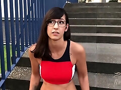 German student damsel shows her breasts and gets fucked in public