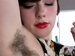 Hairy armpits and bushy pussy of my thick girl glance awesome