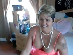 Mature and excited chunky female flashes her tits on webcam
