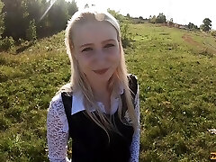 Beautiful teenager schoolgirl mouth and cooch fucked on the way from school
