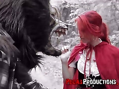 Pink haired damsel in red riding hood outfit Brind Love is fucked in the forest