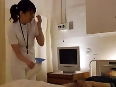 Lucky patient gets his beefstick pleasured by a sexy Chinese nurse
