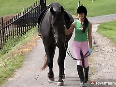In the barn this cowgirl rails a cowboy in a hay filled stall