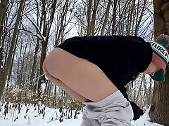 He peeing inside my young ass in the woods on snow He peeing inside my young ass in the woods on snow