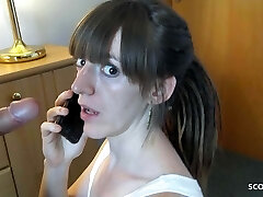 Unexperienced Cheating Fuck while calling her Boyfriend - German Teen Nicky-Foxx