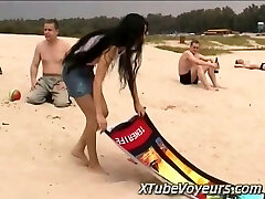 Torrid Girl Strips Off Bikini on Public Beach