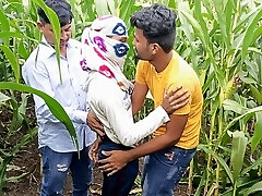 Indian Pooja Ladyboy Boyfrends Took A Fresh Friends To Pooja Corn Field Today And Three Frends Had A Lot Of Fun In Sex