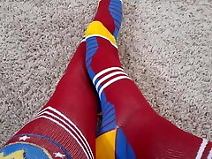 My soles and legs in superhero socks