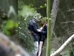 Kinky couple making love deep in the forest spy fuck-a-thon video