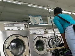 Laundromat Creep Shots 2 sluts with round culos and no bra