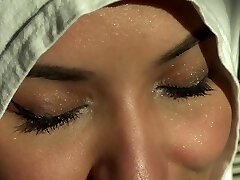 Beautiful Eyes White Hijab Arab Gal