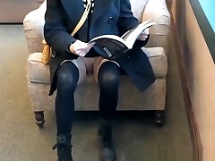 Exhibitionist doll at book store Exhibitionist doll at book store