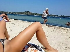 Real amateur wife flashing labia in public beach